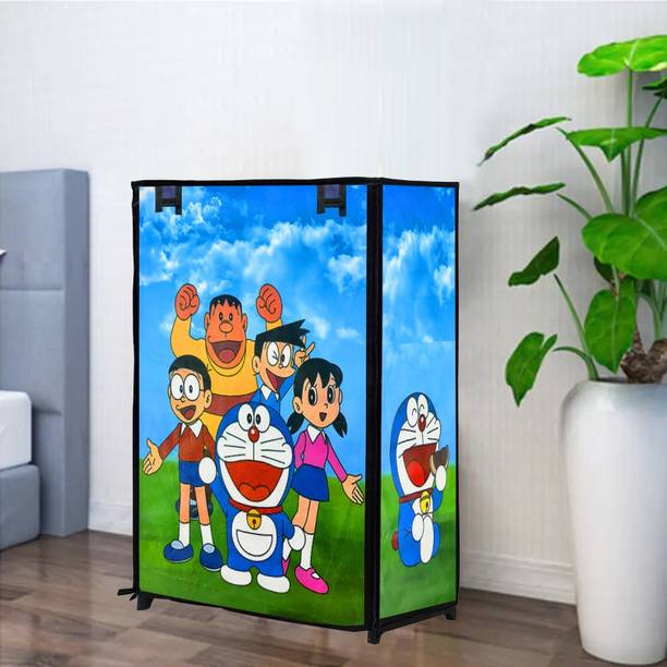 GlowSilk Cartoon Princess Printed, 4 Shelves PVC Collapsible Wardrobe