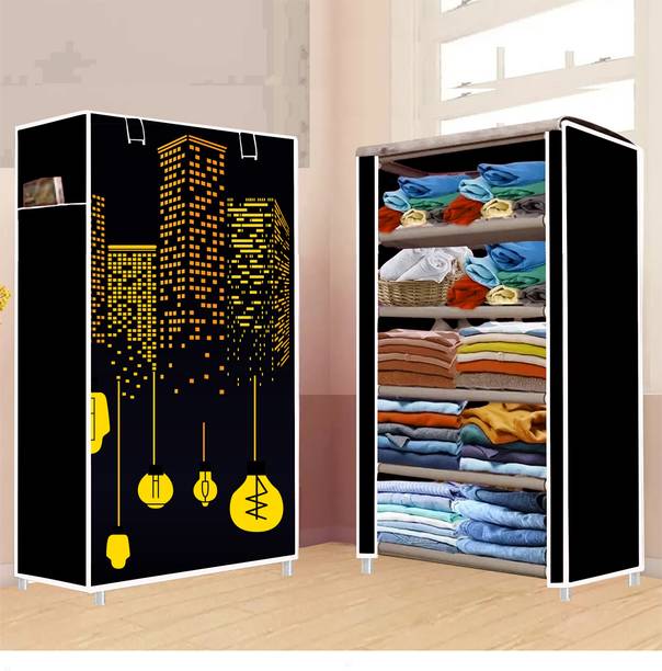 ZHENAURA 5 Shelf Foldable Collapsible Wardrobe (Do-It-Yourself Assembly) PP Collapsible Wardrobe