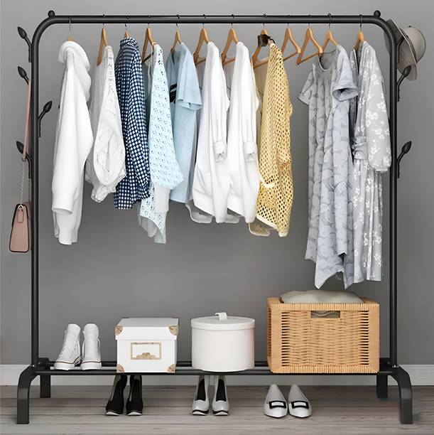 AD-RML Heavy Duty Carbon Steel Freestanding Garment Rack with Shoe Shelf for Bedroom Carbon Steel Collapsible Wardrobe