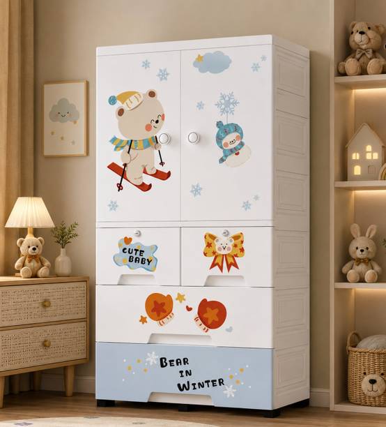 Sasimo 1-Wardrobe 2-Drawer 4-Shelf Plastic foldable Cupboard PC Collapsible Wardrobe