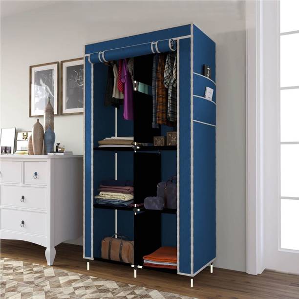 MS MODSTYLE Collapsible Plastic Wardrobe, 1 Hanging Space, 6 Shelves, 1 Side Pocket PP Collapsible Wardrobe