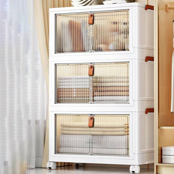 SNKR ESSENTIALS 3-Shelves Closet Organizers And Folding Storage Boxes PP Collapsible Wardrobe