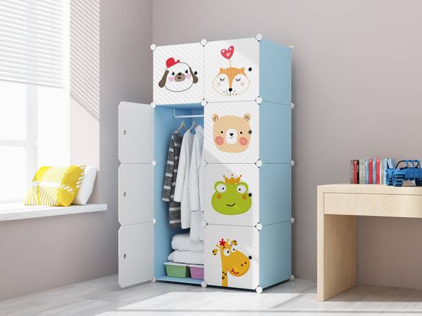 GIBI 8-Door 8-Shelf Plastic PC Collapsible Wardrobe