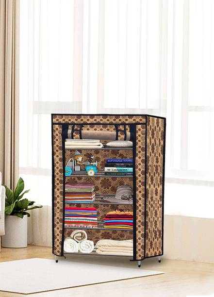 POWEREST Modern Look Metal Collapsible Wardrobe 5 Layer Organizer Cabinet Carbon Steel Collapsible Wardrobe