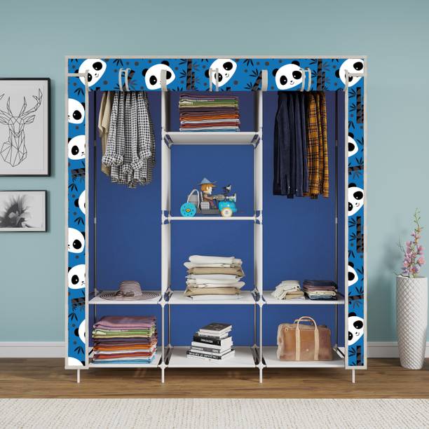 INSIDE STYLE Portable Collapsible Cloth Wardrobe – 8 Shelf Foldable Storage Cabinet Carbon Steel Collapsible Wardrobe