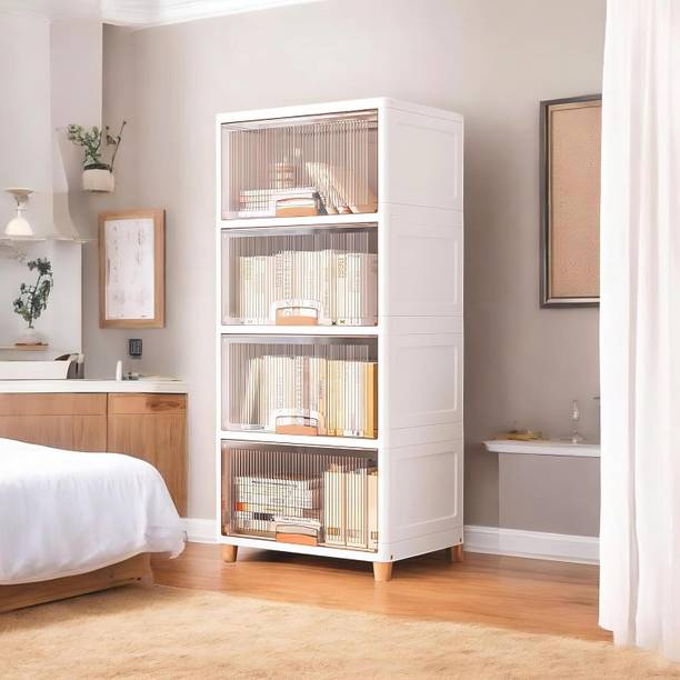 Evrum Evrum 4-Shelf Plastic Collapsible Cupboard PC Collapsible Wardrobe