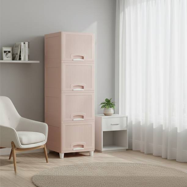 SUPTIKES Multi layer Plastic Storage Cabinet for Clothes with Spacious Drawers PP Collapsible Wardrobe