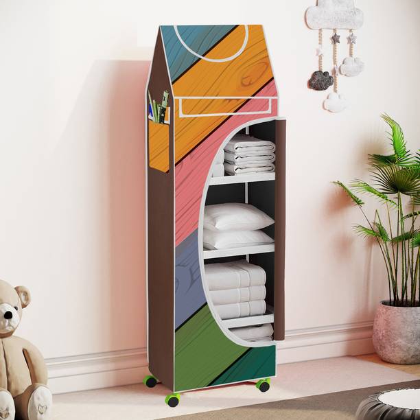 FurniGully Baby 5 Shelve Unbreakable Material PVC Collapsible Wardrobe PP Collapsible Wardrobe