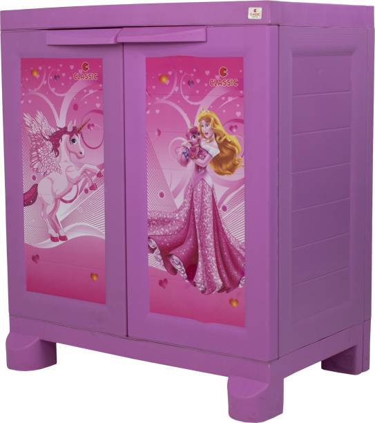 Classic Furniture Liberty 2ft- Barbie Unicorn theme Wardrobe| Closet| Storage Unit in Pink colour PP Collapsible Wardrobe