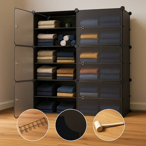 Sasimo 6-Door 12-Shelf Plastic kids Collapsible Cupboard PC Collapsible Wardrobe