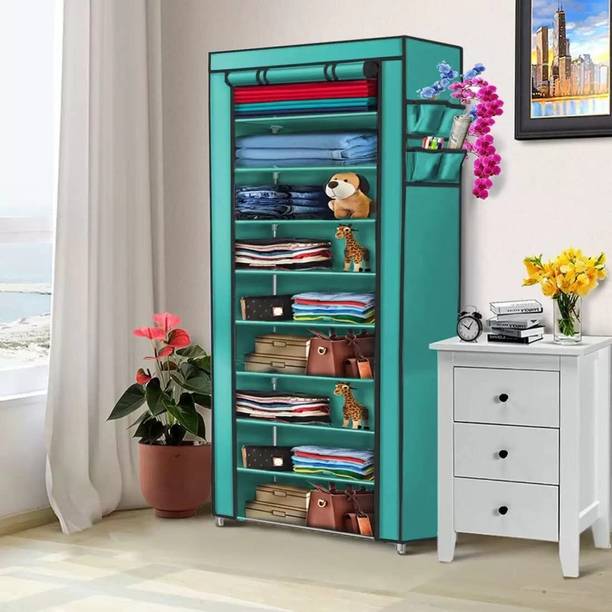YouCopia 1 Door 9 Shelf Non woven Fabric ,Office , Badroom,Kids rooms,Storage rooms PVC Collapsible Wardrobe