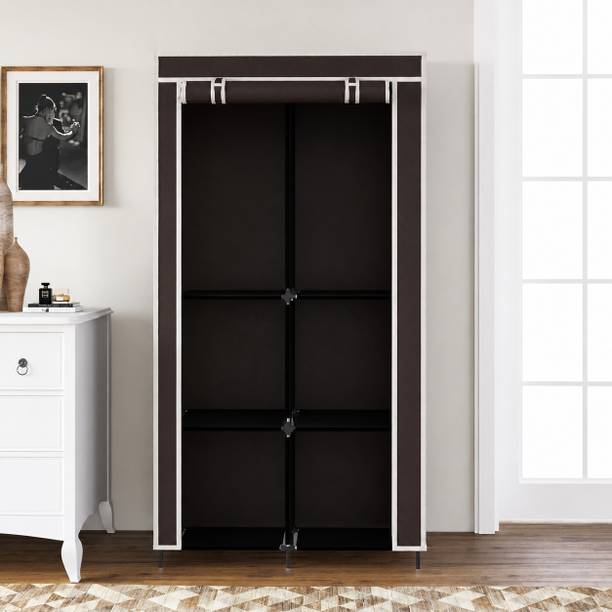 SAAKSHYAM Collapsible Plastic Wardrobe Clothes Almira, 6 Shelves with Side Pocket PVC Collapsible Wardrobe