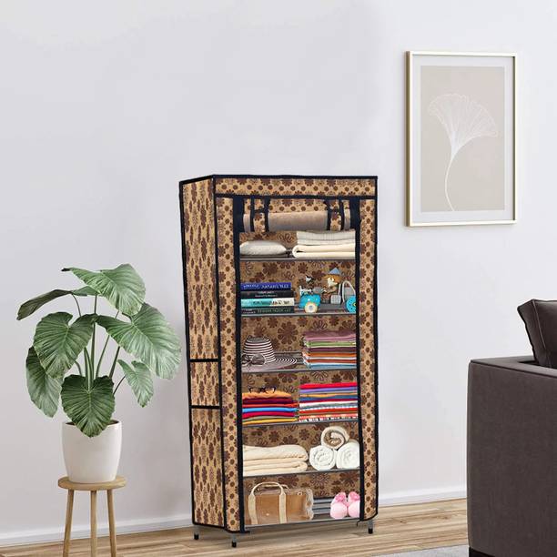 SANAMSTORE Compact Metal Collapsible Wardrobe 6 Layer Dustproof Organizer Carbon Steel Collapsible Wardrobe