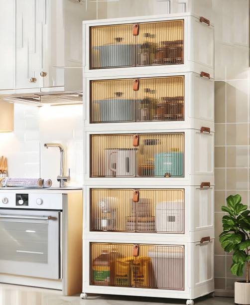 Sasimo 5-Door 5-Shelf Plastic foldable Cupboard PC Collapsible Wardrobe
