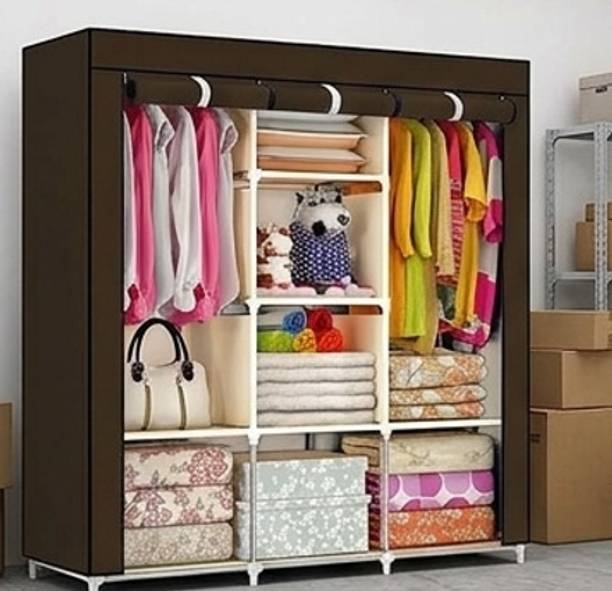 SHOEVAULT SOLID BROWN WARDROBE Carbon Steel Collapsible Wardrobe