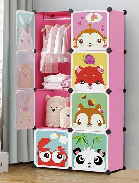 ZIVETY 8-Shelf 8 Door almirah of clothes, cupboard clothes , wardrobe plastic almirah PP Collapsible Wardrobe