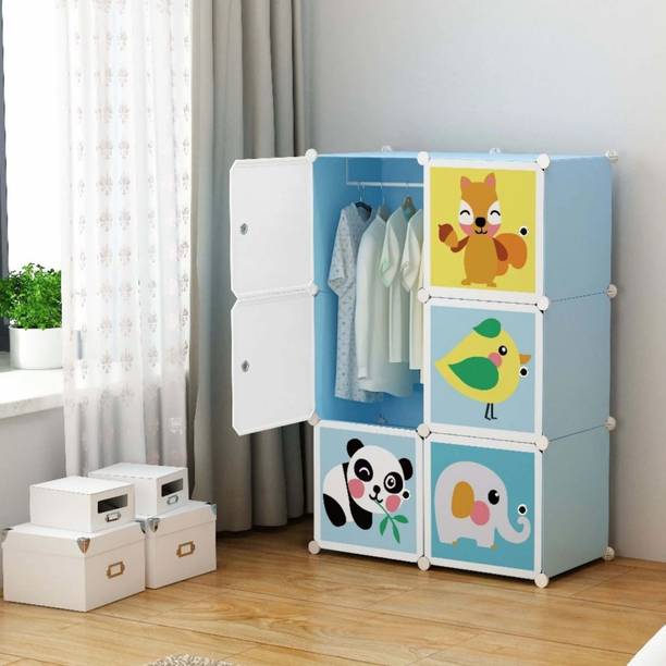 ZOVEXA 6-Drawer-Kids Plastic Wardrobe with Drawers Storage Cabinet Cartoon for Baby PP Collapsible Wardrobe