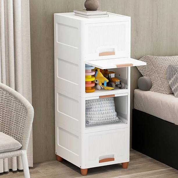 DALUCI 4 Layer Plastic Storage Box Foldable Cabinet for Clothes & Luggage Organizer PVC Collapsible Wardrobe