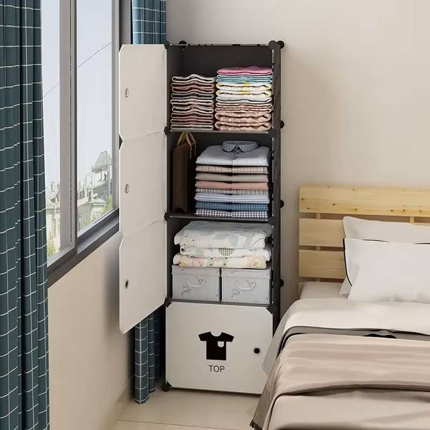 Sasimo 4-Door 4-Shelf Plastic kids Collapsible Cupboard PC Collapsible Wardrobe