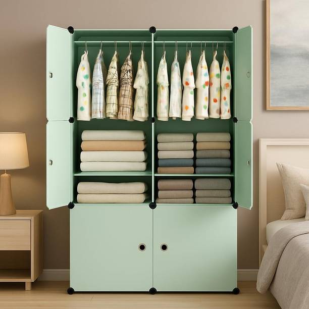 Evrum 6-Door 8-Shelf Plastic almirah for kids, almirah of clothes ,cupboard PC Collapsible Wardrobe