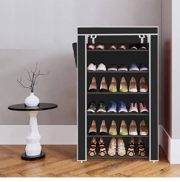 SoraChi 6 Shelf 1 Door Foldable Collapsible ShoeRack PP Collapsible Wardrobe