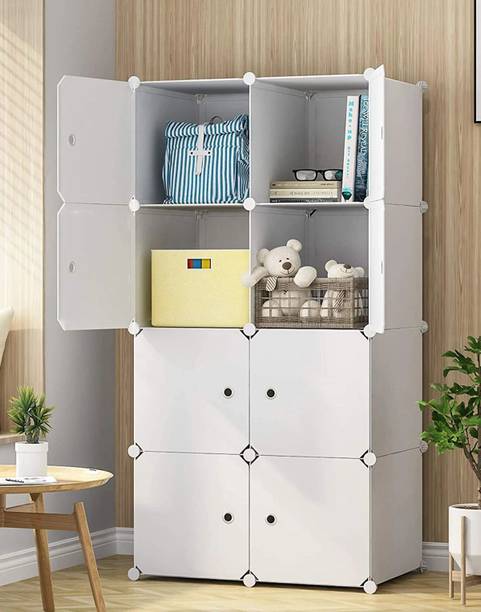 Sasimo 8-Door 8-Shelf Plastic kids Collapsible Cupboard Carbon Steel Collapsible Wardrobe