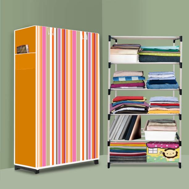 INSIDE STYLE Portable Collapsible Cloth Wardrobe – 6 Shelf Foldable Storage Cabinet PP Collapsible Wardrobe