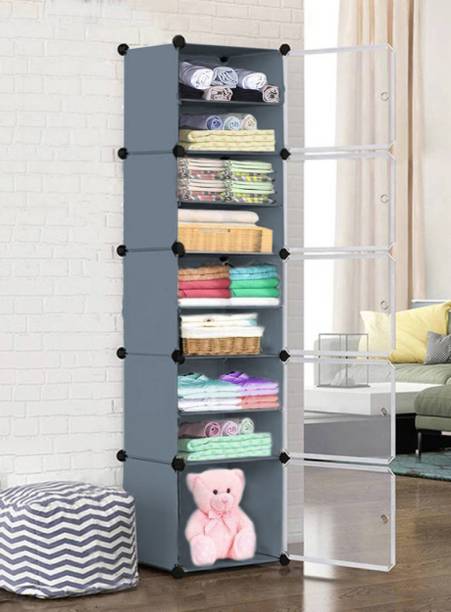 Kybero 5-Door 10-Shelf Plastic PC Collapsible Wardrobe