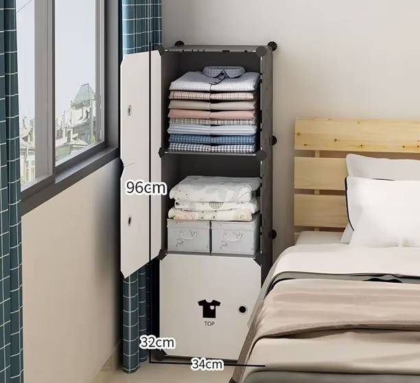 Sasimo 3-Door 3-Shelf Plastic kids Collapsible Cupboard PC Collapsible Wardrobe