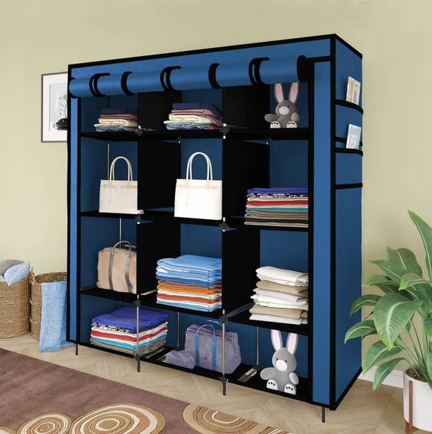 MS MODSTYLE 12 Shelves Collapsible Portable Foldable Wardrobe Storage Organizer for Clothes PP Collapsible Wardrobe