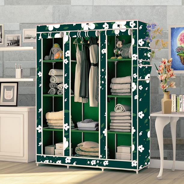 KushHome C2 Printed Wardrobe Carbon Steel Collapsible Wardrobe