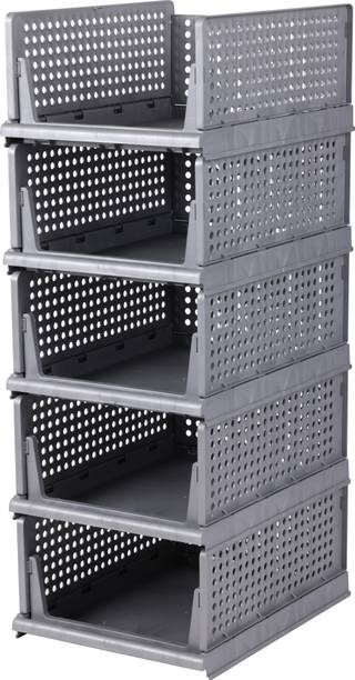 Sorath Plastic Foldable and Stackable Closet Drawer Organizer for Clothes (Pack of 5) PVC Collapsible Wardrobe