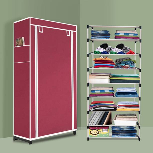 INSIDE STYLE Portable Collapsible Cloth Wardrobe – 4 Shelf Foldable Storage Cabinet PP Collapsible Wardrobe