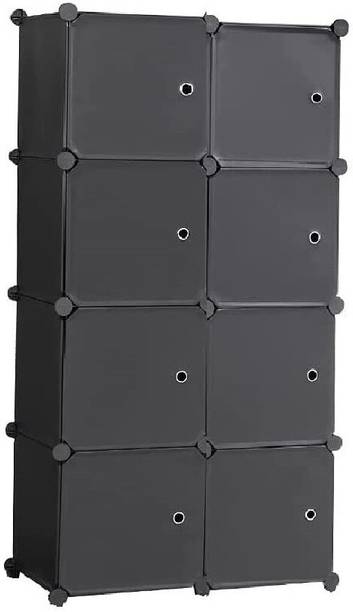 Flipkart Perfect Homes Studio Closet Storage Organizer 8-Cube Plastic Cabinet with Modular Doors for Bedroom PP Collapsible Wardrobe