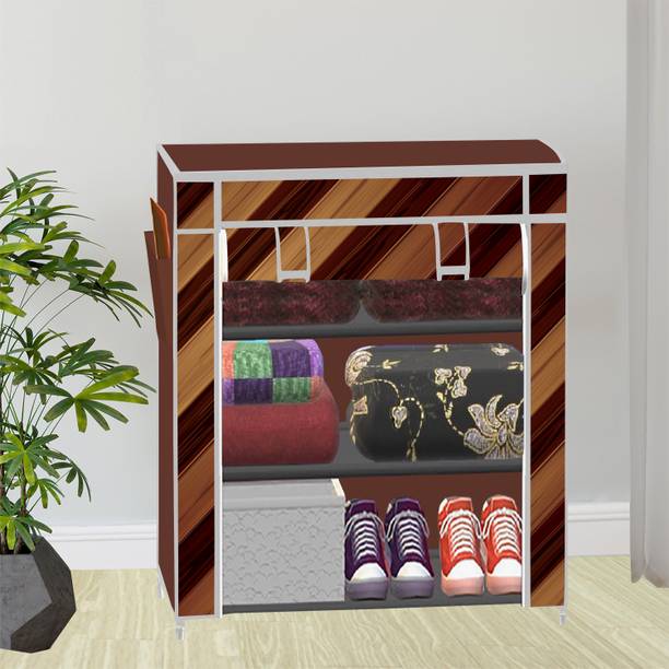 SPIRITED 1 Door 3 Shelf Fabric PP Collapsible Wardrobe