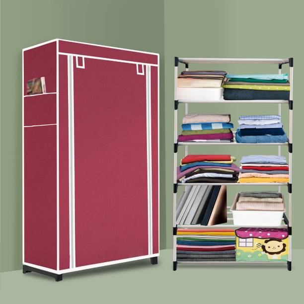 THE REAL ARV 5 Layer Fabric Wardrobe PVC Collapsible Wardrobe