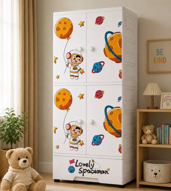 Sasimo 2-Wardrobe 1-Drawer 3-Shelf Plastic foldable Cupboard PC Collapsible Wardrobe