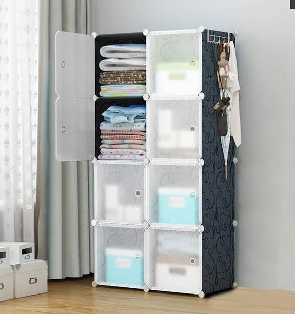 MEVIGO 8-Door 8-Shelf Plastic Collapsible Cupboard PC Collapsible Wardrobe
