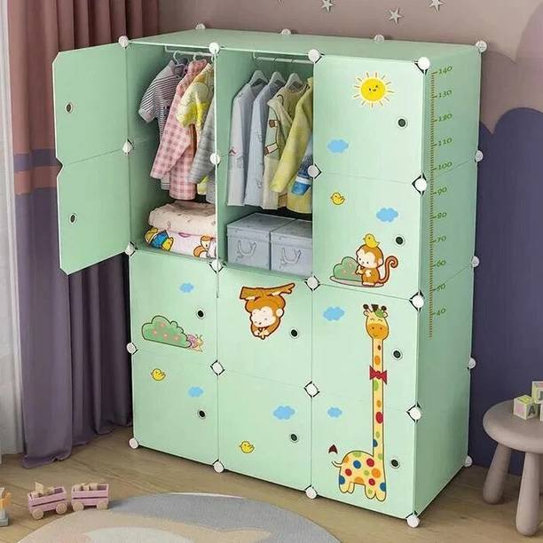 LUHI 12-Door 12-Shelf Plastic almirah for kids, almirah of clothes ,cupboard PC Collapsible Wardrobe