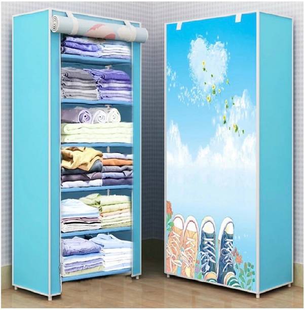 akstore Dotta shoe Print Shoe Rack 6 Layer Foldable Dustproof Shoe Organizer PP Collapsible Wardrobe