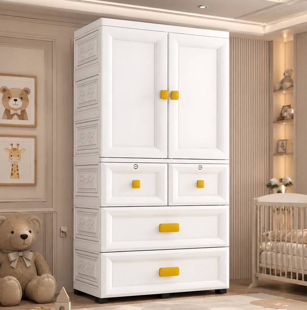 Sasimo 1-Wardrobe 2-Door 5-Shelf Plastic foldable Cupboard PC Collapsible Wardrobe