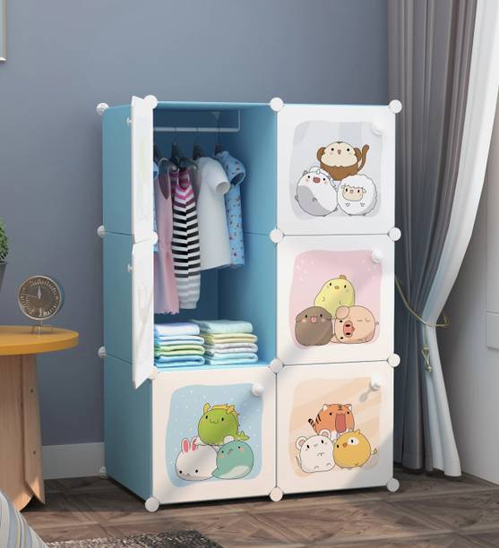 Sasimo 6-Door 6-Shelf Plastic kids Collapsible Cupboard Carbon Steel Collapsible Wardrobe