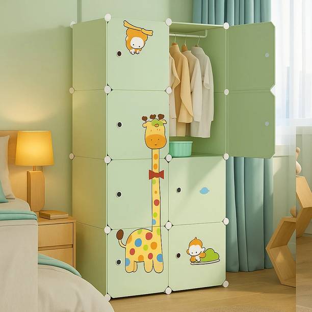 Evrum 8-Door 8-Shelf Plastic almirah for kids, almirah of clothes ,cupboard PC Collapsible Wardrobe