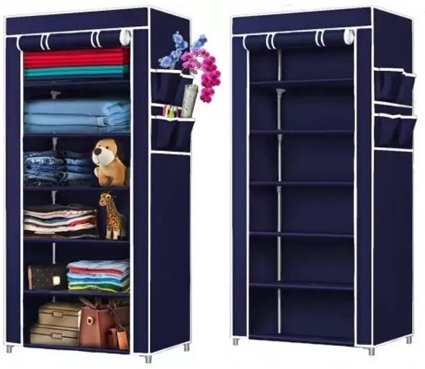 SHYAM JI PVC 6 shelves Multipurpose Baby Wardrobe/Cabinet/Storage Rack,Shoe Rack,Foldable Carbon Steel Collapsible Wardrobe