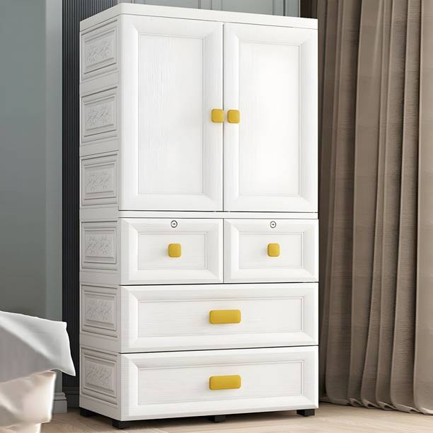 Sasimo 1-Wardrobe 2-Door 5-Shelf Plastic foldable Cupboard PC Collapsible Wardrobe