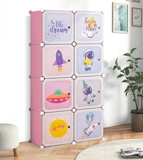 FORMONIX 8-Door 8-Shelf Plastic Collapsible Cupboard Almari PC Collapsible Wardrobe