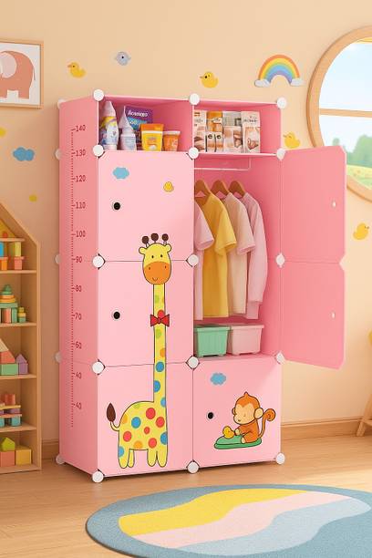 Evrum 6-Door 8-Shelf Plastic almirah for kids, almirah of clothes ,cupboard PC Collapsible Wardrobe