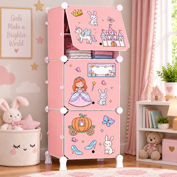 Sasimo 3-Door 6-Shelf Plastic kids Collapsible Cupboard PC Collapsible Wardrobe