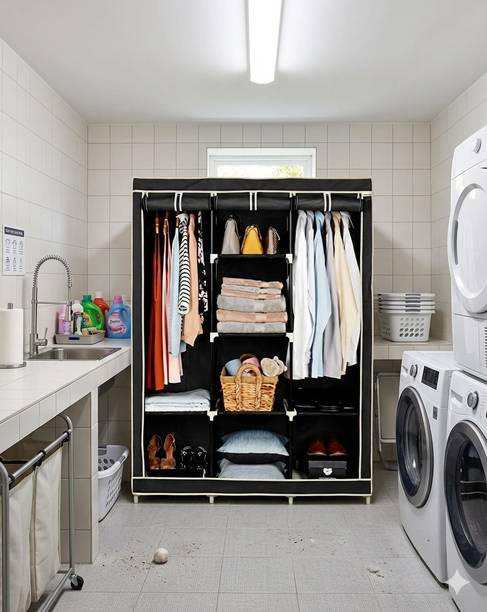 SHOEVAULT SOLID BLACK WARDROBE Carbon Steel Collapsible Wardrobe