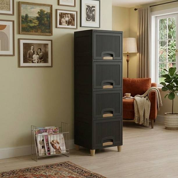 GROTHEORY Contemporary Office Desktop Drawer Cabinet with Multiple Layers PP Collapsible Wardrobe